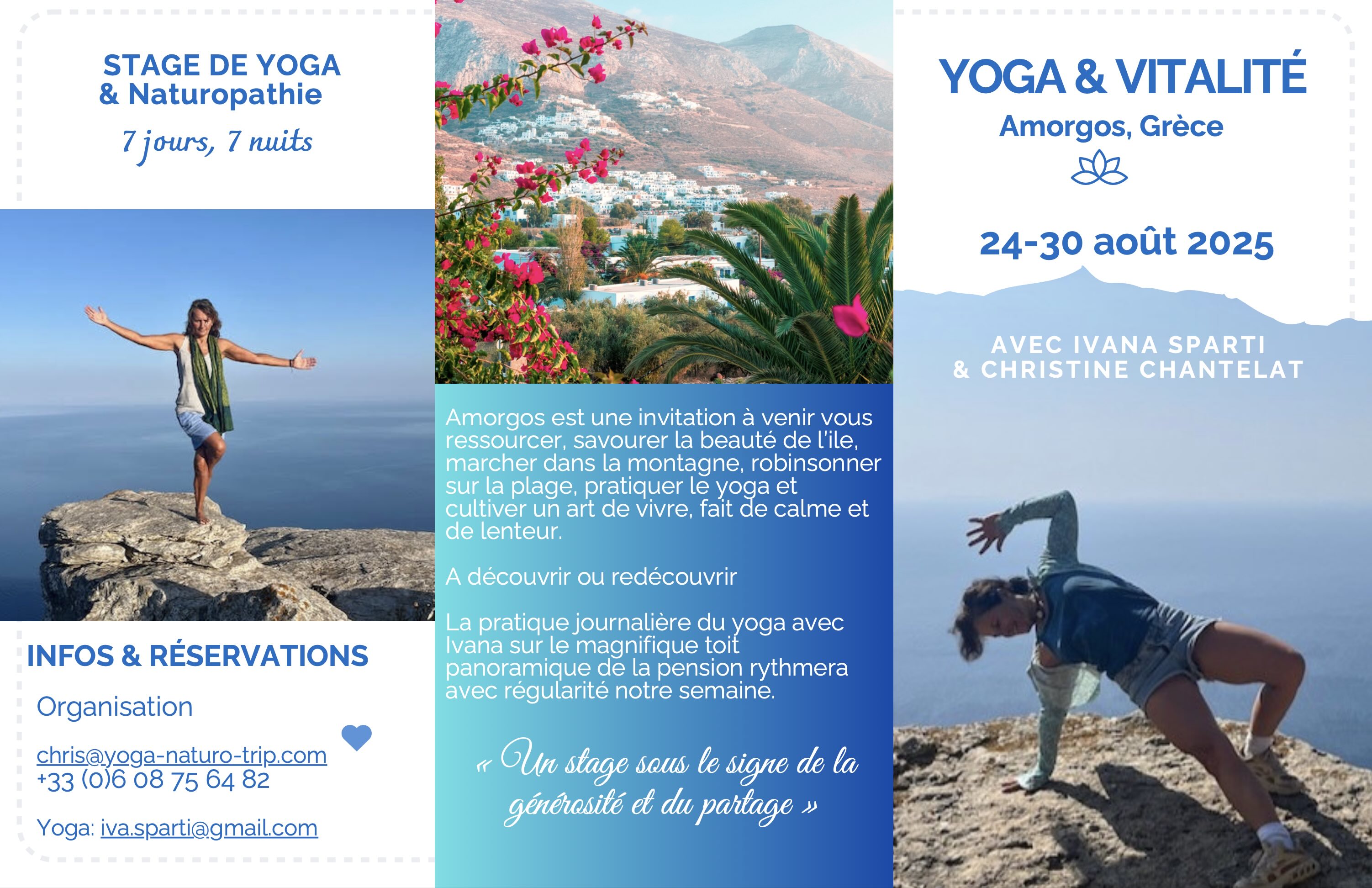 Stage Yoga et vitalité à Amorgos en Grèce en aout 2025