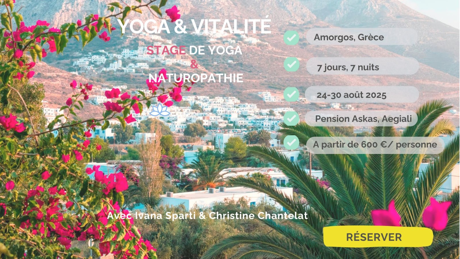 Stage Yoga et vitalité à Amorgos en Grèce en aout 2025