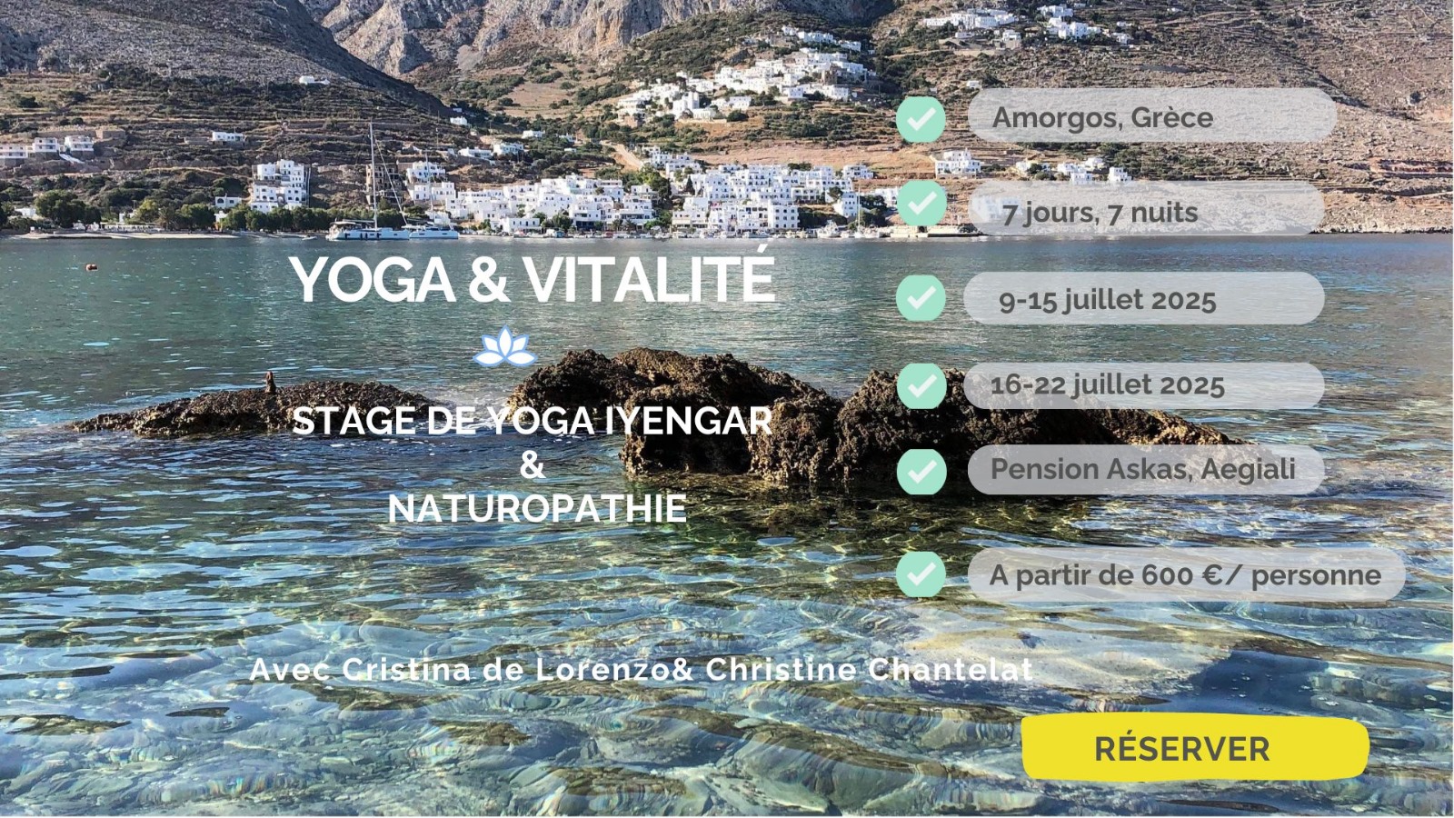 Stage Yoga et vitalité à Amorgos en Grèce en juillet 2025