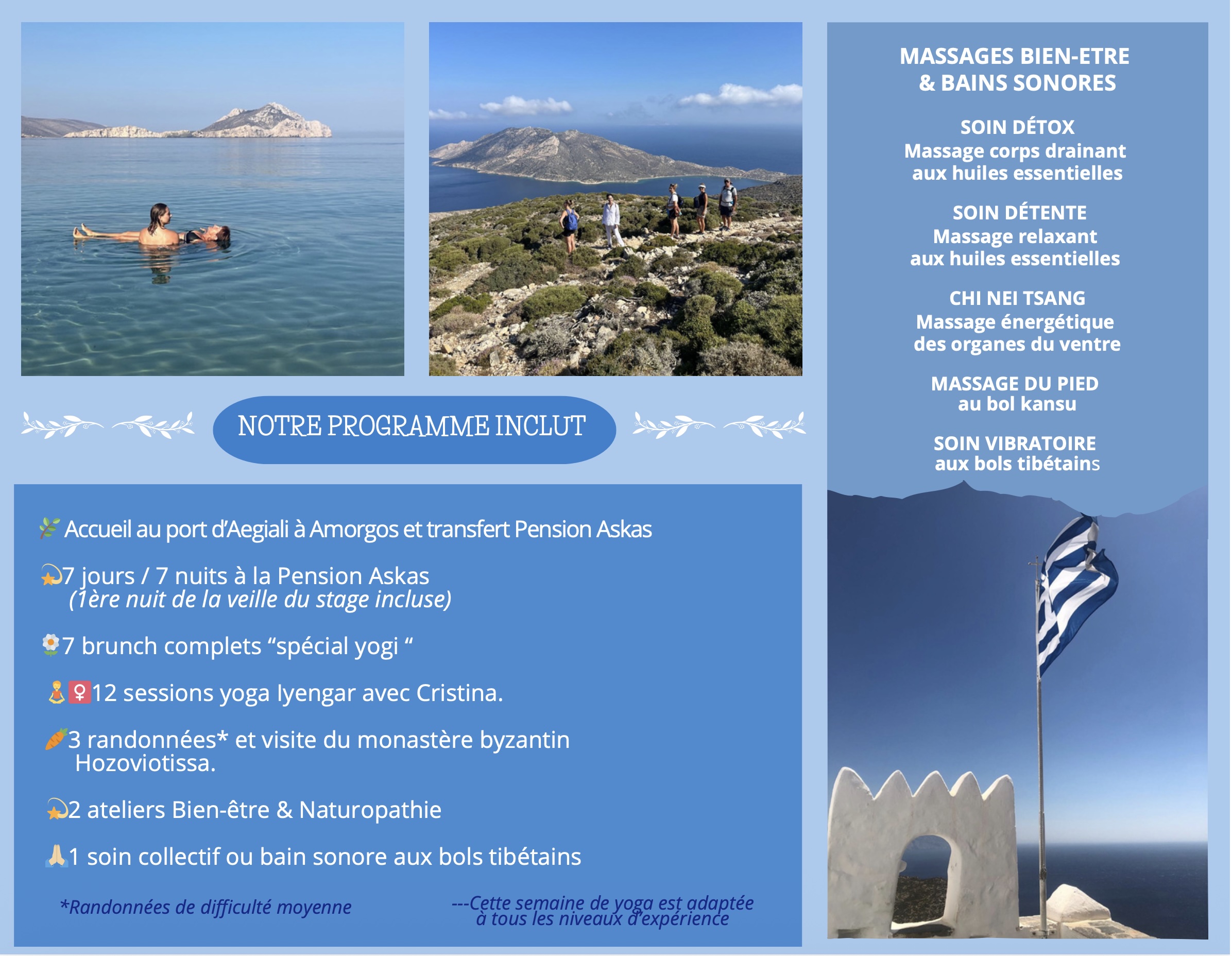 Stages Yoga et Vitalité  juillet 2026-Amorgos, Grèce