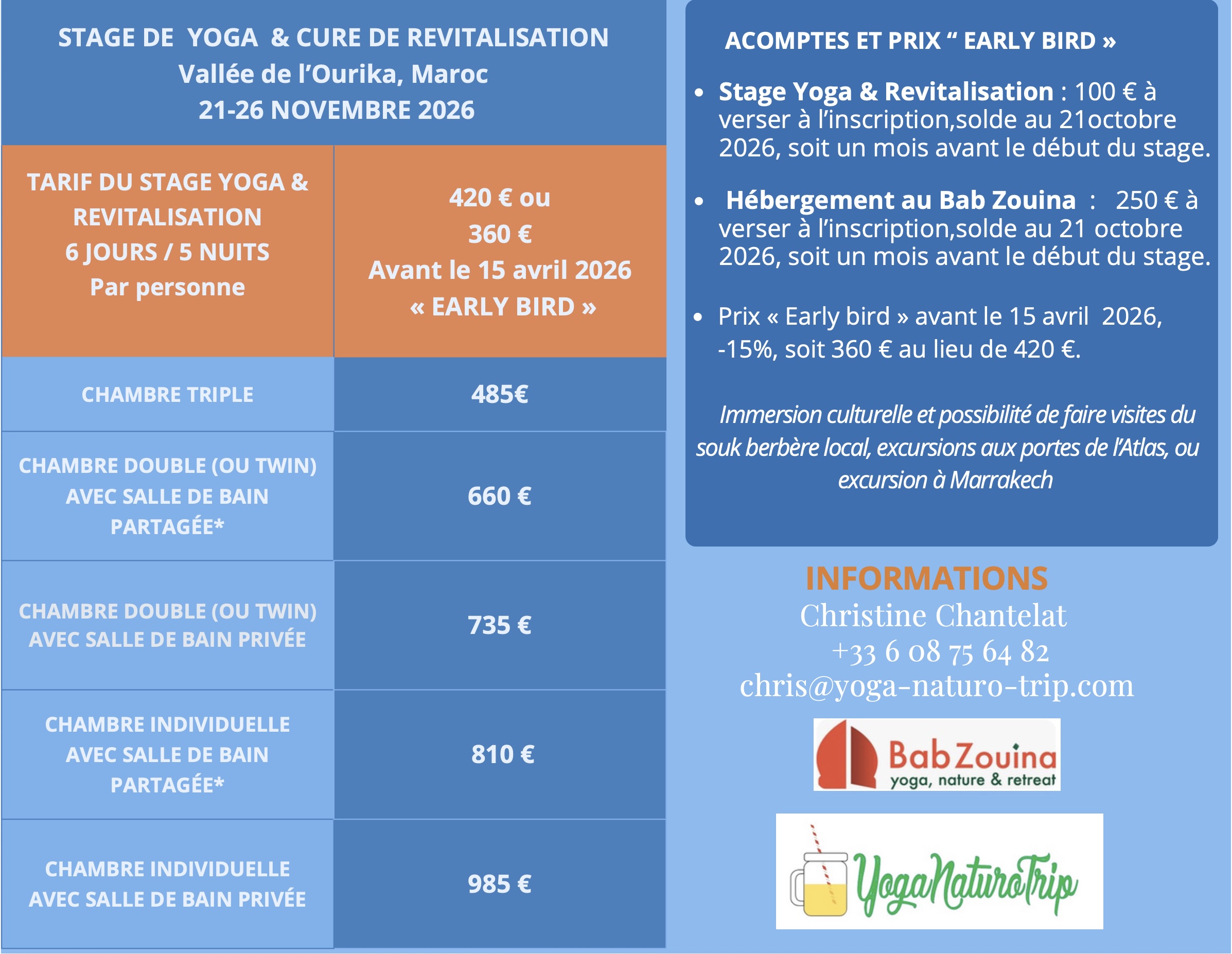 stage Yoga et revitalisation - Novembre 2026 - Maroc